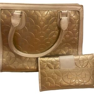 Elegant Gold Handbag and Wallet Set